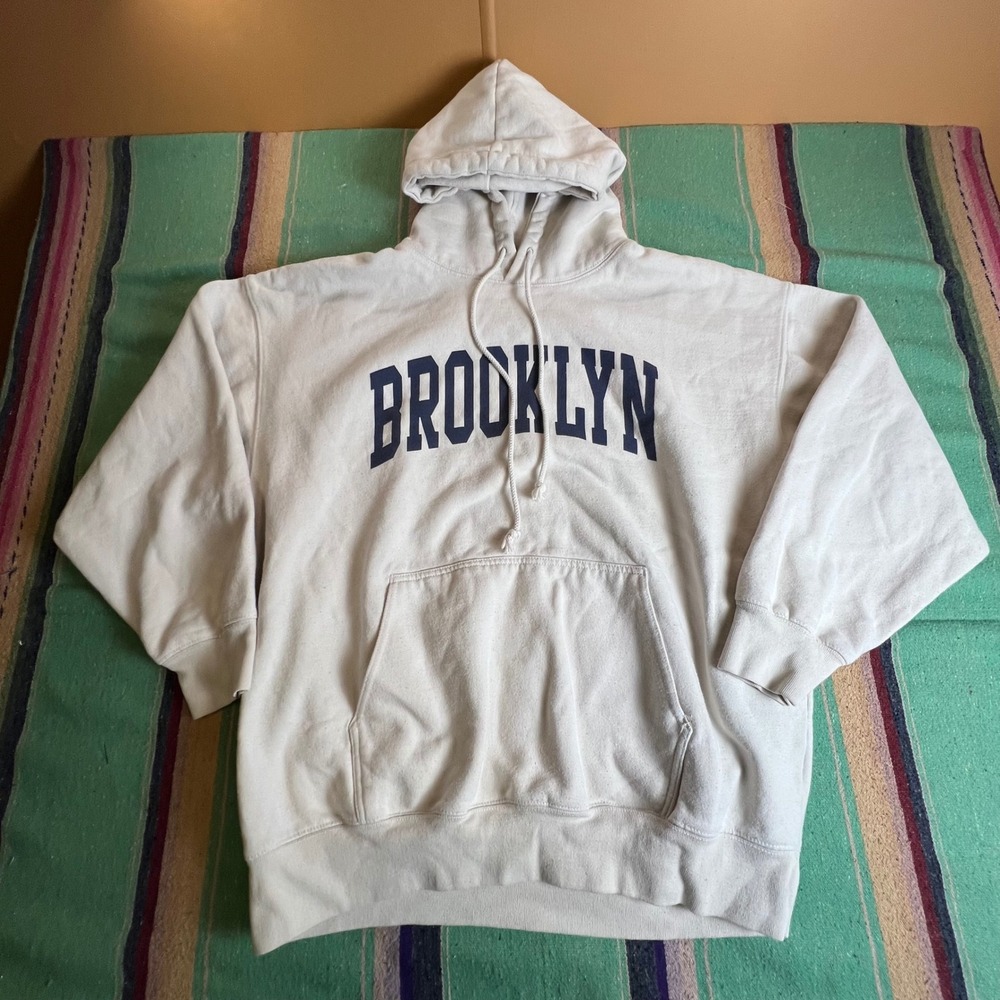 J. Galt Brooklyn Hoodie Womens One Size Cream Oversized Graphic Sweatshirt